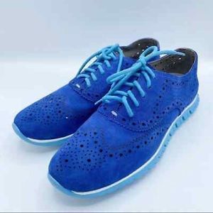 Cole HAAN Zerogrand Shoes Blue Lace Up Oxfords Women's 6.5 Leather Suede